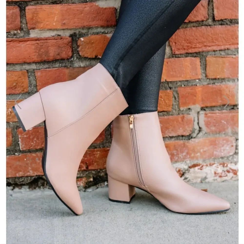 BRAND NEW MADDEN GIRL POINTED TOE ZIP CLOSURE ANKLE BLOCK HEEL LEATHER BOOT G1